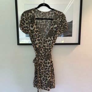Audrey 3+1 Cheetah Wrap Mini Dress Size S